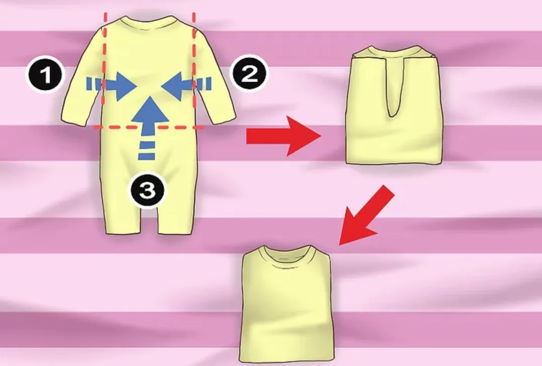 Gấp bộ áo liền quần ngủ cho bé (sleepsuit)