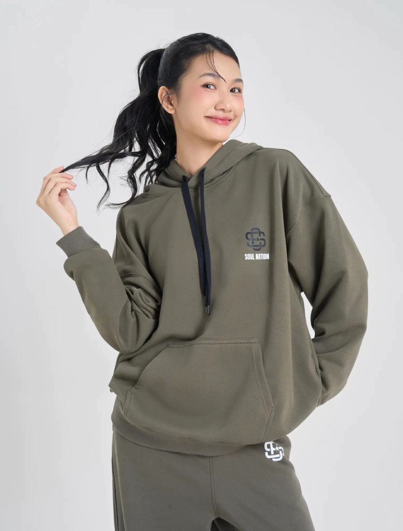 hoodie nữ phối quần nỉ thể thao