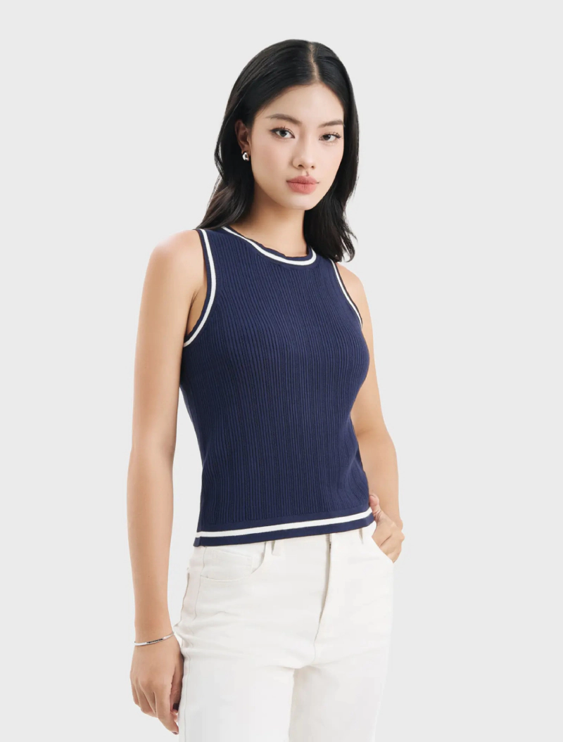 áo len gile nữ viền màu