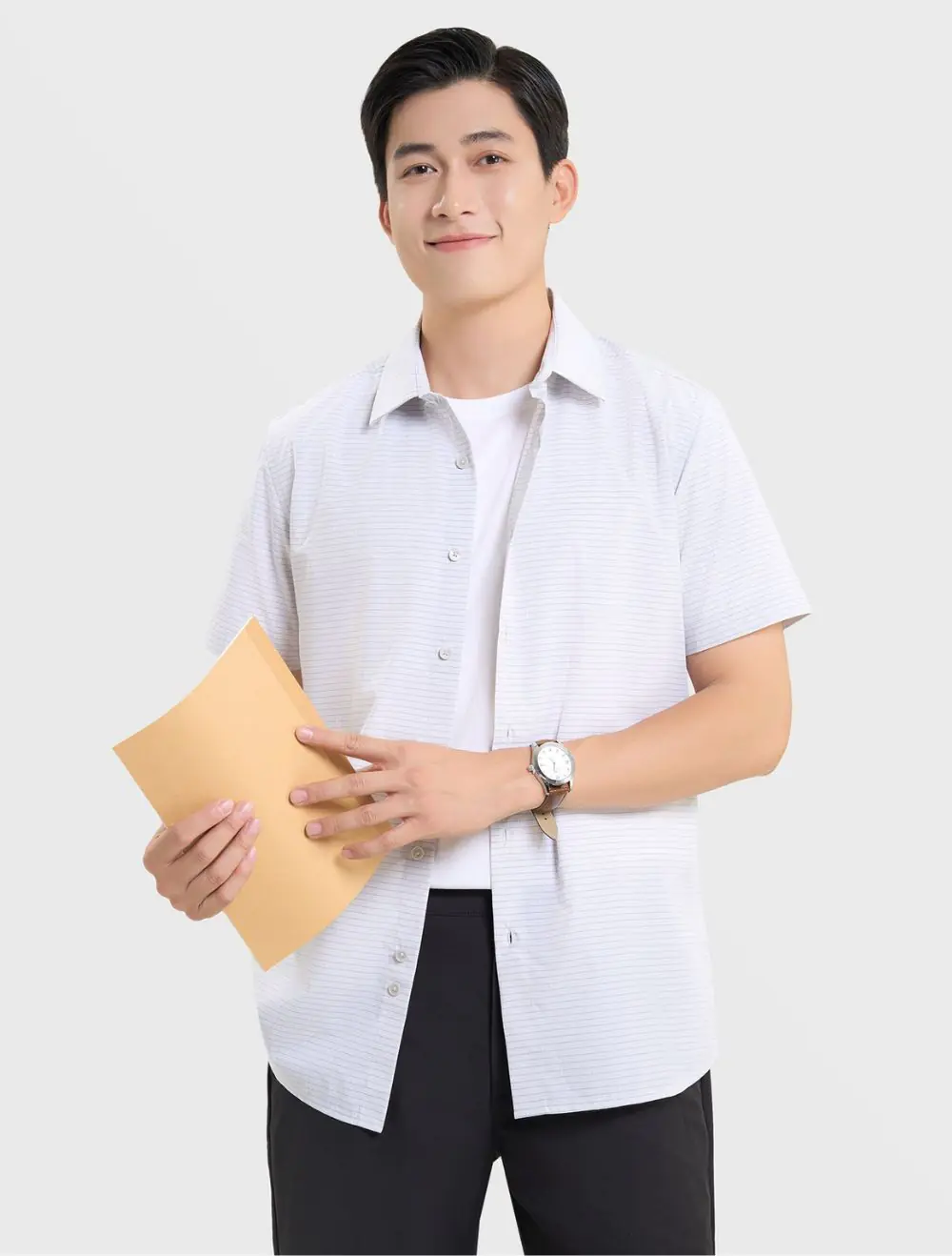 mix áo phông nam ngắn tay và áo sơ mi