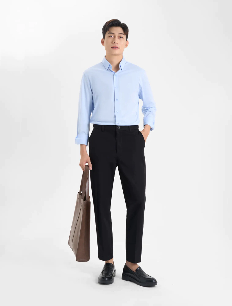 phối quần kaki với sơ mi nam