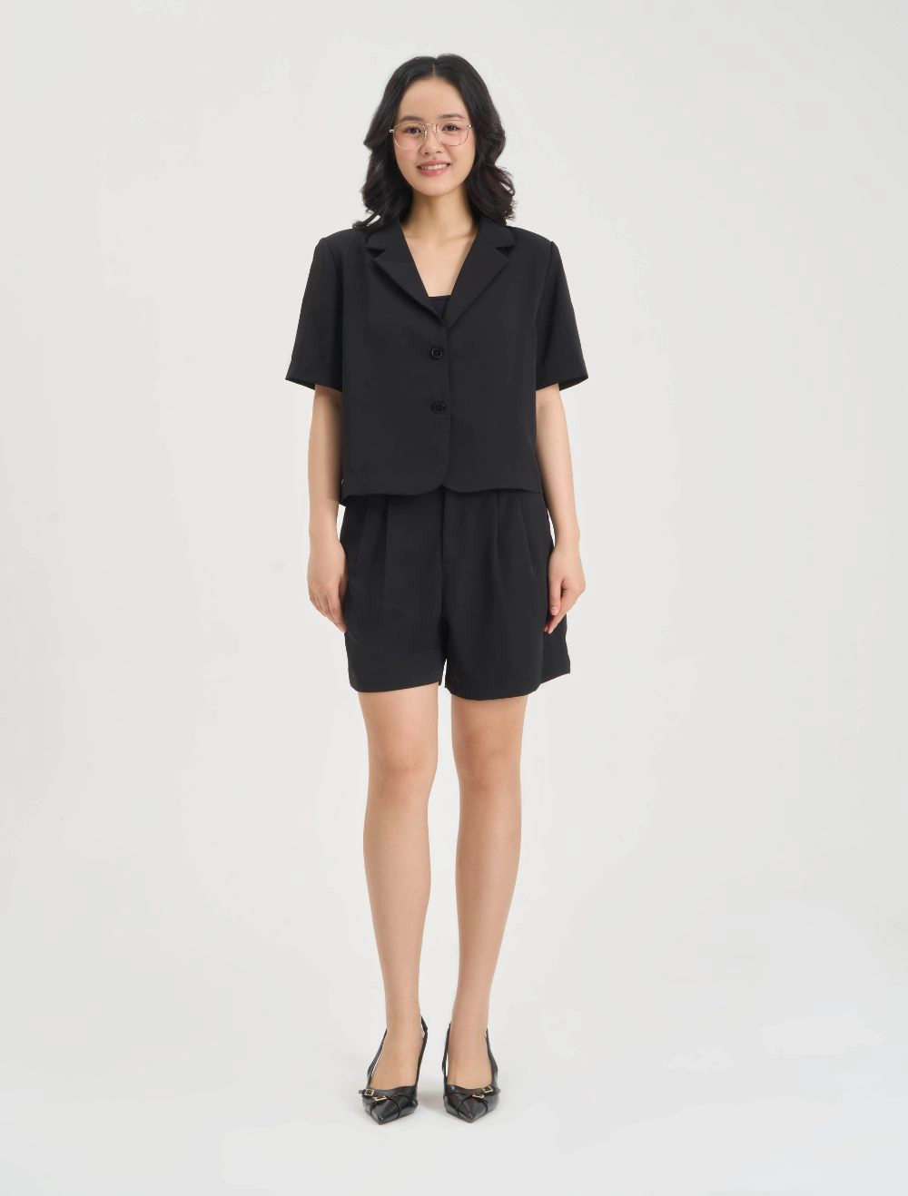 quần sóc nữ vá áo blazer