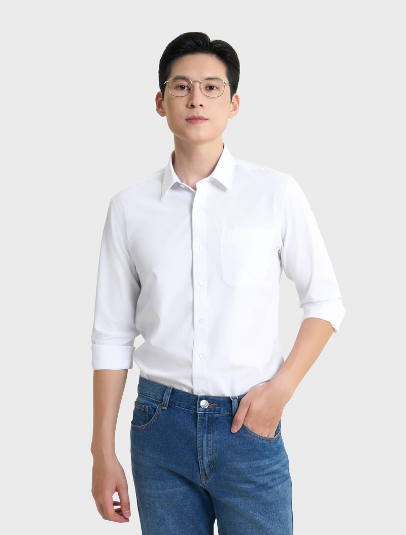 Áo sơ mi trắng basic cho nam giới