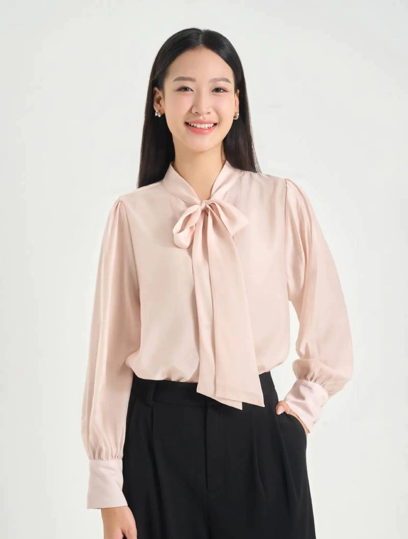 sơ mi nữ cổ thắt nơ