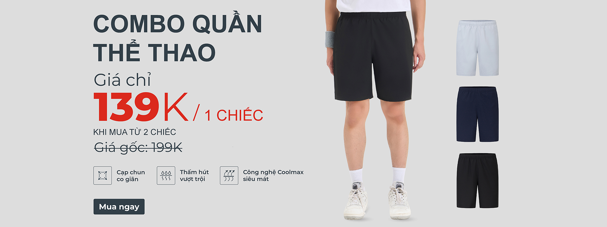 Combo 3 quần short nam giá 417k